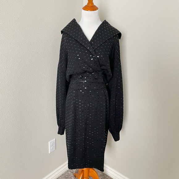 St. John Dresses & Skirts - St. John black sequin faux wrap sweater size 10